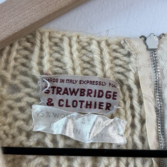 Vintage Strawbridge Clothier Womens Sweater Cream Fisherman Chunky Knit Wool - Picture 4 of 6